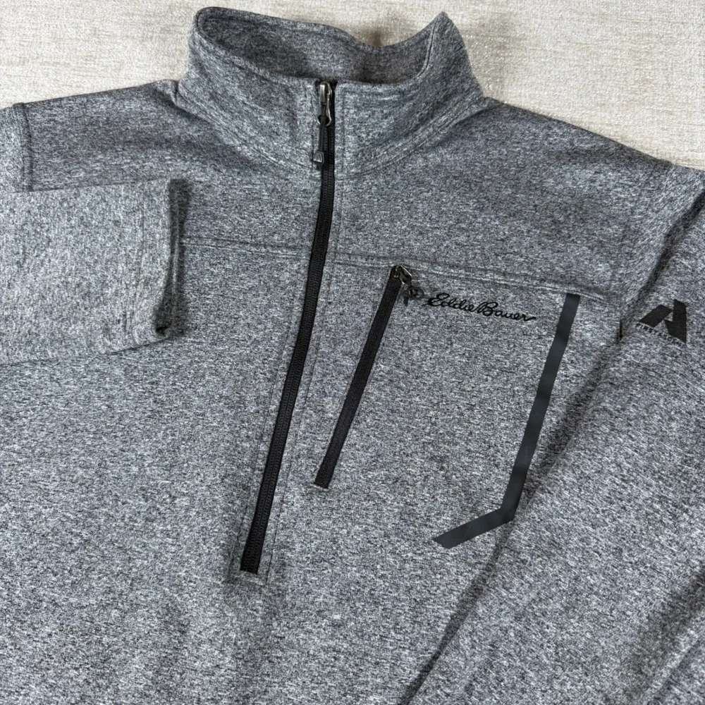 NEW Eddie Bauer 1/4 Zip L/S Pullover Mens L Gray First Ascent Performance Top
